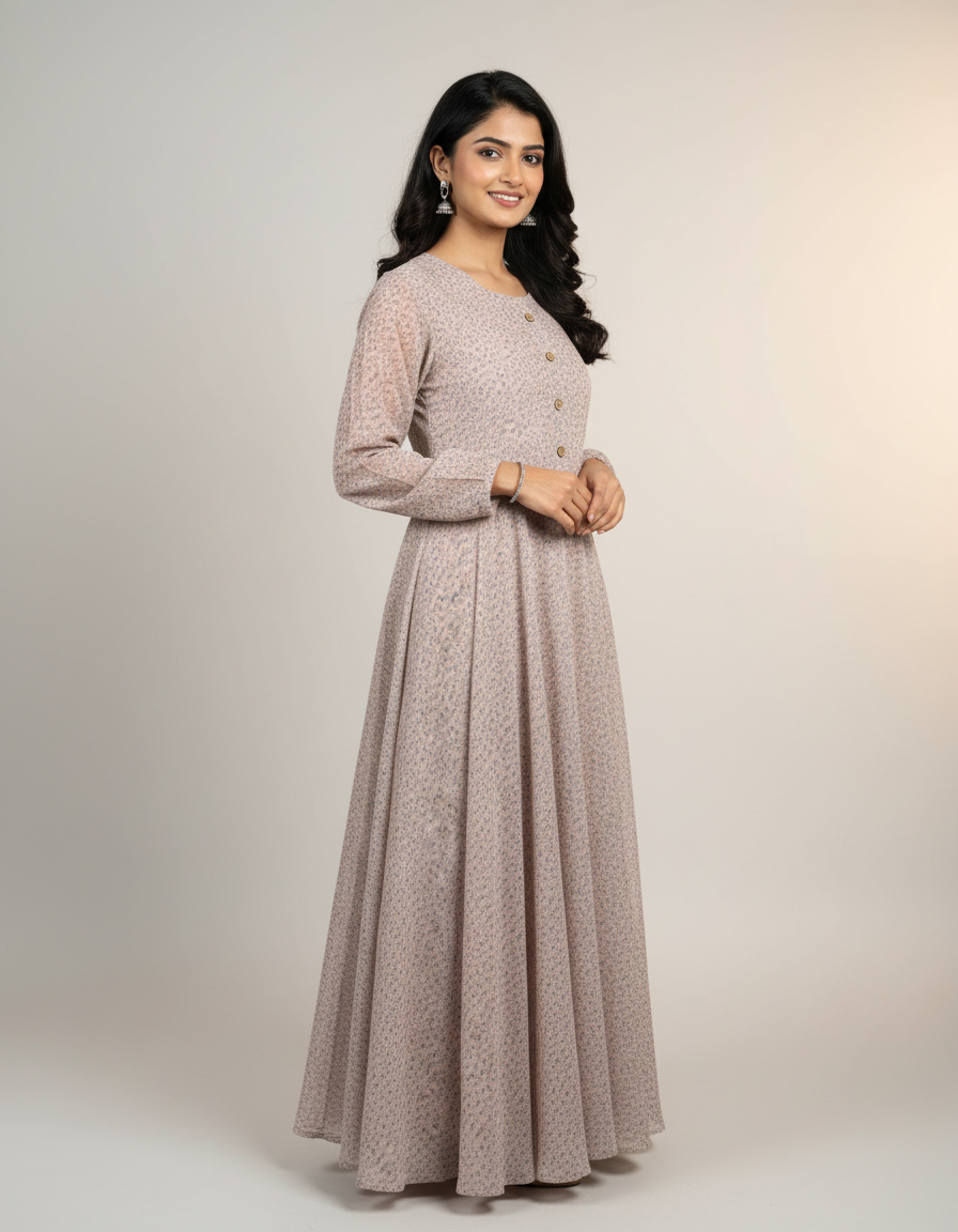 Long gown for daily use. Chiffon material. Size L