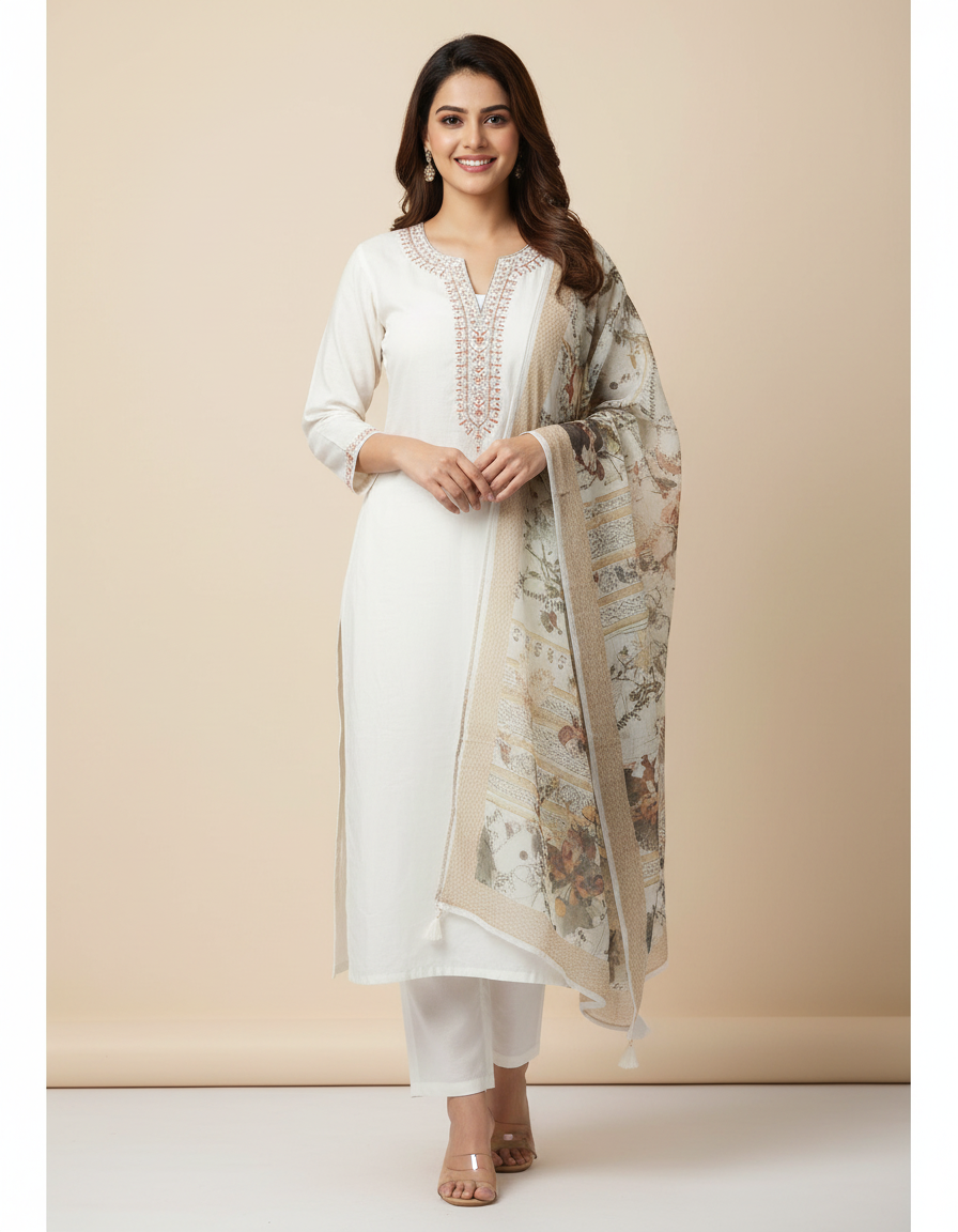 White colour churidar material